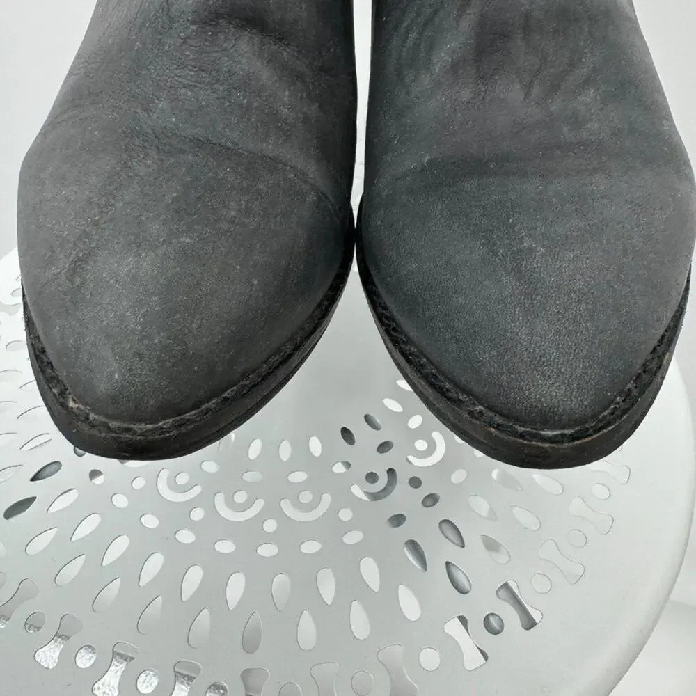 Jeffrey Campbell Rosmore gray nubuck leather zip ankle boots 7.5